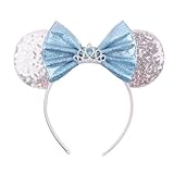 Kuhanulys Mouse Ears Headbands - Cute Sequin Mouse Ears for Women Girls and Boys, for Cartoon Princess Costume Cosplay Decoration Party (Blue)