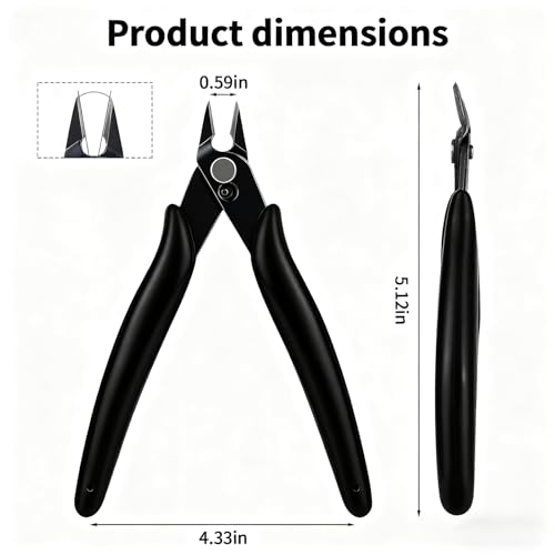 Image of Micro Wire Cutter 5-inch,Precision Flush Cut Nippers,Small Side Cutting Pliers for Jewelry,Electronics,3D Printing,Plastic Models,Black