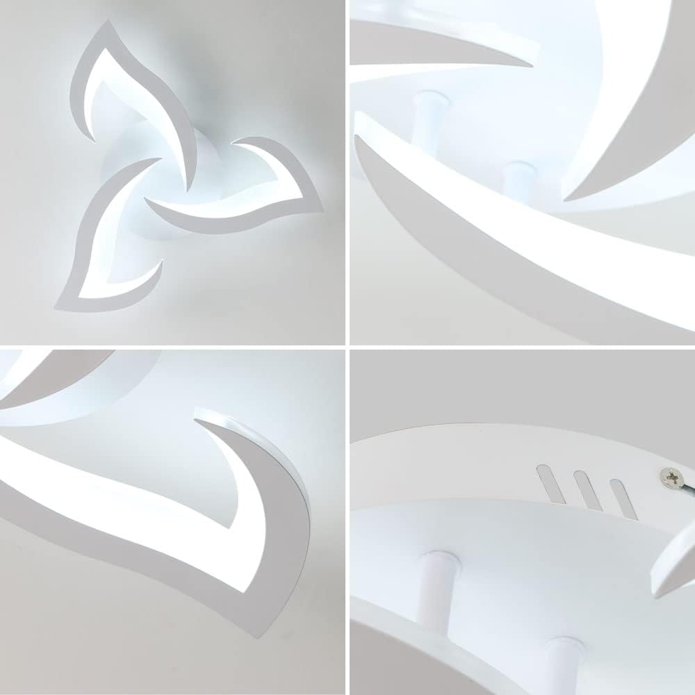 Plafonnier Led Moderne, 36W Blanc Créatif Pétales Design | 6500K Blanc Froid Luminaire Plafonnier, Lampe de Plafond en Acrylique pour Chambre, Salon, Salle à Manger, Cuisine, Couloir