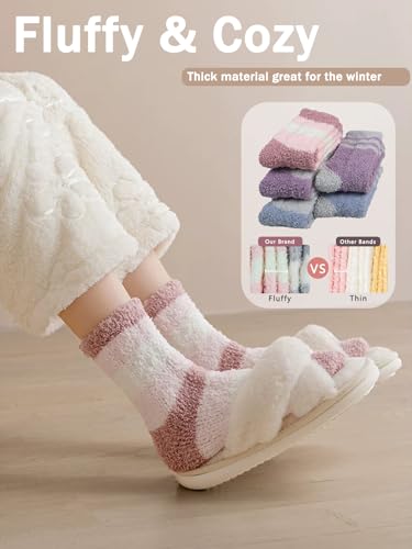 Image of Ginmewrae Fuzzy Socks for Women, Mothers Day Gifts Cozy Warm Fluffy Socks Thick Slipper Socks Birthday Valentine's Day Gifts