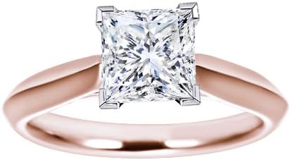 Houston Diamond District 0.5 to 0.9 Carat Princess Cut/Shape Solitaire Diamond Engagement Ring 4 Prong (H-I Color, Eye Clean Clarity Center Stones)