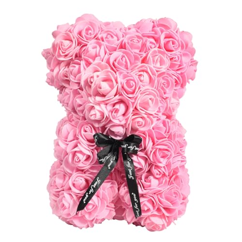 Ours en rose pour la Fête des Mères, cadeau romantique avec son écrin transparent élégant