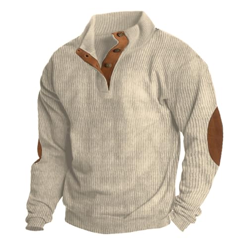 crazynekos Men's Outdoor Tactical Sweatshirt Autumn Winter Print Henley Collar Sweater