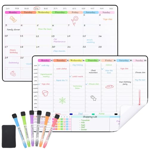 Planificateur mural autocollant avec tableau blanc effaçable A3 pour organisation sans trace
