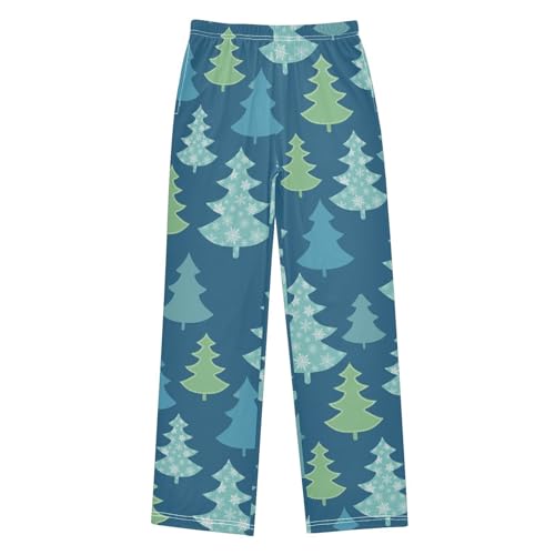 Boys' Pants Christmas Trees Winter Dark Blue Long Bottoms Jogger Pants Elastic Waist Trousers with Pockets S-XL