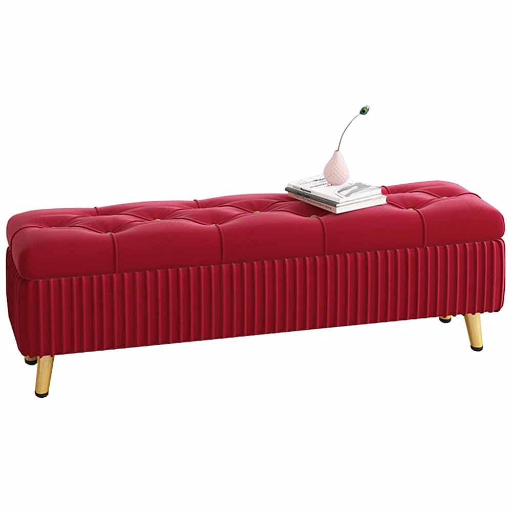 Pouf ottoman rouge capitonné de 120 cm : l'élégance du capitonnage haute densité