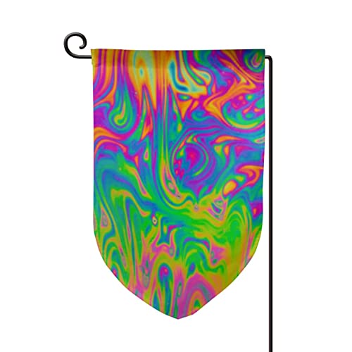 Drapeau de jardin abstrait arc-en-ciel double face pour decoration exterieure 12.5x18 cm
