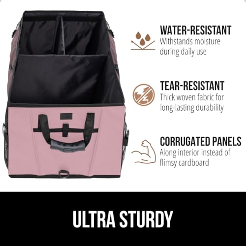 Image of GORILLA GRIP Trunk Organizer for SUV and Cars, Large Capacity, Pink | Heavy Duty Car Trunk Storage Organizer, Collapsible, SUV Accessories, Slip and Water Resistant, Multi Compartment Storage