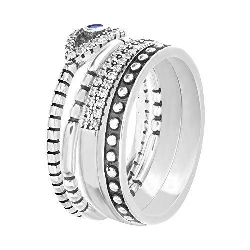 WILLOWBIRD Oxidized Sterling Silver Multi Pack Cubic Zirconia Stackable Eternity Ring for Women Set Evil Eye2