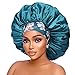 Silk Satin Bonnet Hair Cap: 2pcs 17inch Diameter Extra Large Jumbo Sleeping Satin Bonnets with Comfortable Flower Band - High Density Bonnets for Women Braids Curly Night Cap (Purple & Teal)
