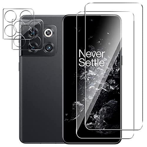 NOVAGO Compatible con OnePlus 10T 5G/1+10T 5G. Pack de 4 protectores de cristal templado para 2 pantallas y 2 para lente de cámara trasera