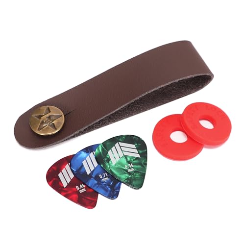 MOOZAK - MOOZAK Crochet de fixation pour sangle de tête – Comprend 2 verrous et 3 médiators | Accessoire de guitare pour une fixation sécurisée de la sangle, marron, 50mm