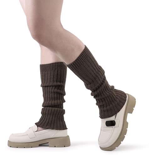 Image of BomKinta Leg Warmers for Women - Soft Fashion Knit Calf Accessories Gifts - Cute 80s Ruffle Leg Sleeves for Party Yoga