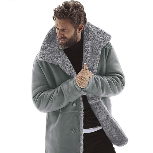 Man Fleece Lined Wool Jacket Windbreaker Coats for Man Long Sleeve Warm Fuzzy Plain Fall Winter Jacket 2025 Y2K