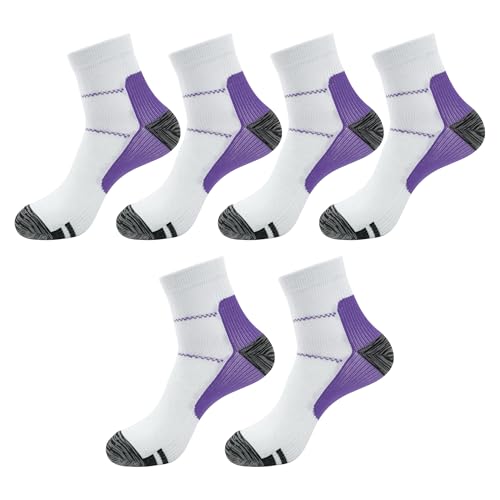 Zssxysm 3 Paia Calze Compressione Graduata Donna e Uomo, Calze Contenitive Antitrombo, Calze Elastiche Sportive per Running, Sci, Ciclismo, Trekking, Viaggi a Lungo Raggio (Viola)