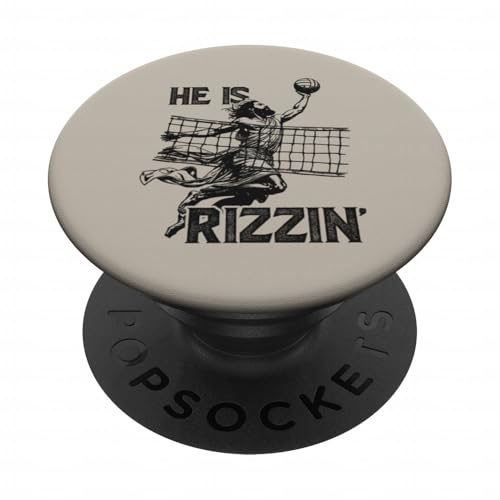 He Is Rizzin Funny Jesus Playing Volleyball Player Easter PopSockets Adhesive PopGrip