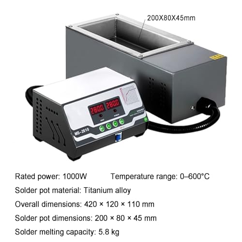 Tygiel lutowniczy, cyfrowy wyświetlacz, pojemność 5,8 kg, zakres temperatur 0-600°C do projektów spawalniczych i lutowniczych