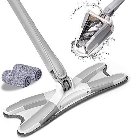 VEER EMPIRE Microfiber X Shape Mop for Floor Cleaning, Self-Wringing Dust Mop, Ceramic and Wood Floor Cleaner, Dry Wet Hands-Free Household Cleaning Tool for Home & Office