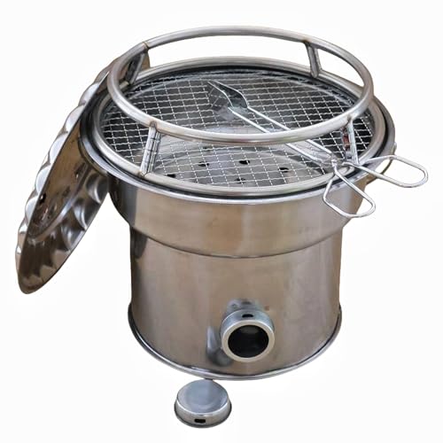 XVVX練炭コンロ 卓上バーベキューコンロ 網付き 火消し壺 軽量コンパクト設計 焦げ付き防止 ステンレス製 炭火バーベキューグリル 無煙バーベキュー お手入れが簡単 コンパクト bbq コンロ ハンギンググリル 浅底 均一加熱 屋内屋外使用可能 キャンプ