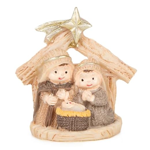 Logbuch-Verlag Mini crèche de Noël Sainte Famille dans l'écurie de Bethléem Petite crèche de Noël Décoration Noel Crème Beige 6,5 cm