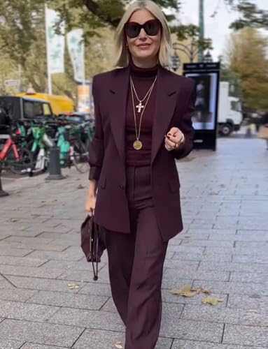 Women's Suit Formal Notch Lapel Jacket and Pants Casual Daily Two Pieces Outfits3