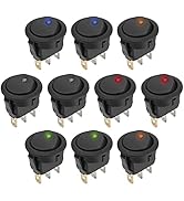 Thlevel 10pcs Interruptor Basculante Redondo, Interruptor 12V 20A DC Interruptor Basculante Redon...