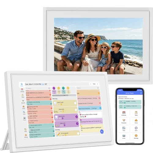 10.1" calendar Electronic Planner with Cross-Platform Sync, Chore Tracking, Meal Planning & Photo Display
