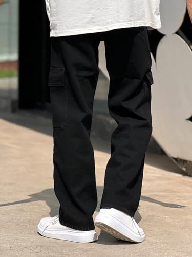 Verdusa Men's Flap Pocket Zipper Fly Wide Leg Casual Denim Cargo Pants Jeans2