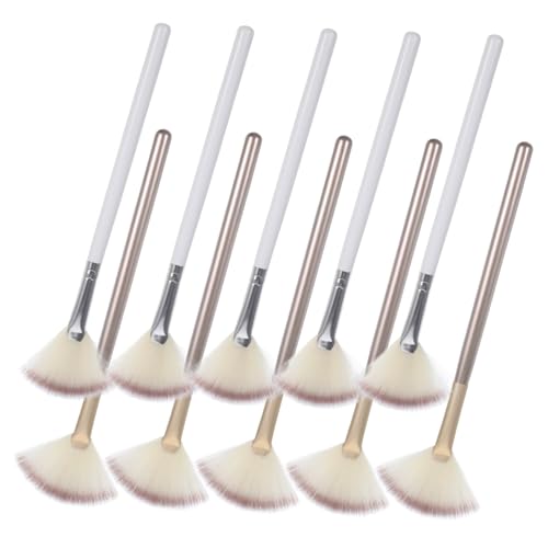IWOWHERO Facial Brush Set 10pcs Fan Shaped Makeup Brushes for Estheticians Blush Foundation Contouring