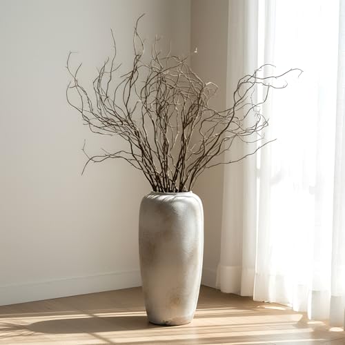 Image of Norme 3 Pcs 47.2 Inch Lifelike Curly Willow Branches for Vases Artificial Decorative Dried Twigs Tall Plastic Vine Bendable Stick for DIY Plant Crafts Farmhouse Wedding Indoor Home Hotel Decor(Brown)