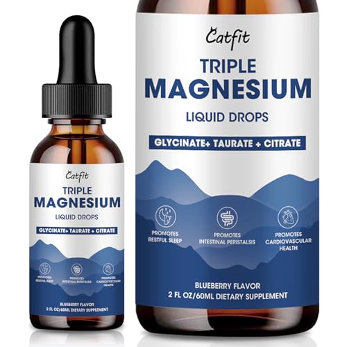 Magnesium Glycinate Liquid Drops with Taurate & Citrate, Magnesium Supplement for Sleep, Calm &...