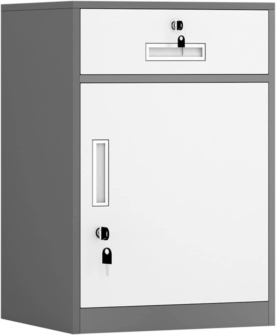 SaryEdge Office Storage File Cabinet with Lock, Metal File Cabinet Under Desk, 1 Drawer and 1 File Cabinet, Fully Assembled File Cabinet,