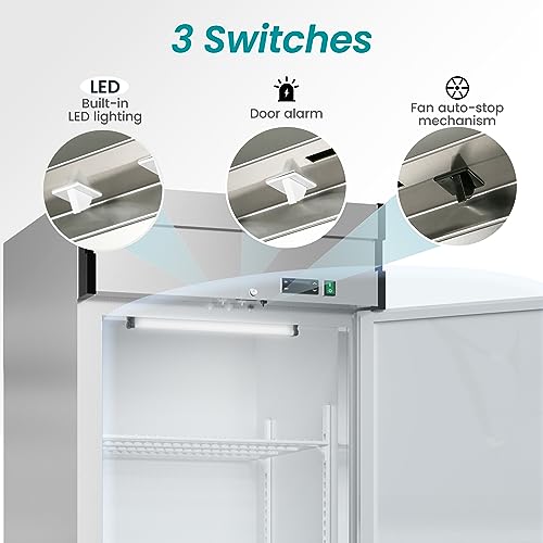 Kichking COMMERCIAL REFRIGERATOR 23 Cu. Ft Omnismart Temperature Control 33℉~41℉ Stainless Steel Reach-In Commercial Refrigerator Digital Thermostat Led Lighting 3 Shelves thumb #6