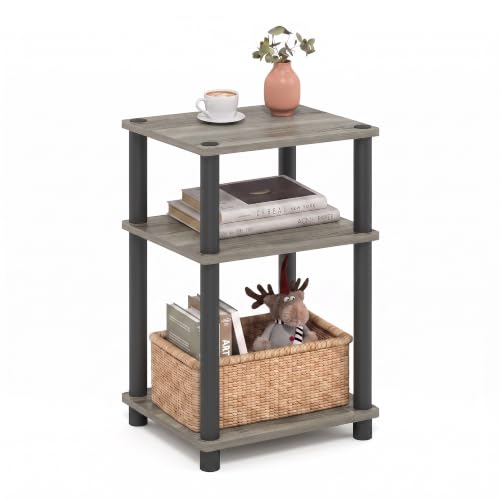 Furinno JUST Toolless 3-Tier Side Table, Open Shelf End Table, French Oak