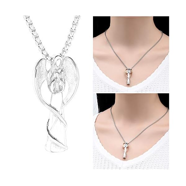 Oinsi EternityMemory Angel Lady Stainless Steel Cremation Pendant Necklace Ashes Keepsake Holder Memorial Urn Jewelry