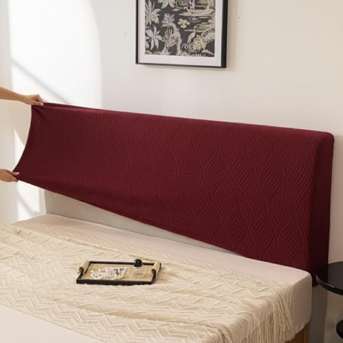 Image of HOMETHREADS Stretchable Lycra /Velvet Headboard Cover | Soft, Dust-Proof & Wrinkle-Resistant Bed Back Protector | Fits Leather, Wooden & Fabric Bedsides | for 5ft to 5.5ft Beds | (Maroon, 150x65cm)
