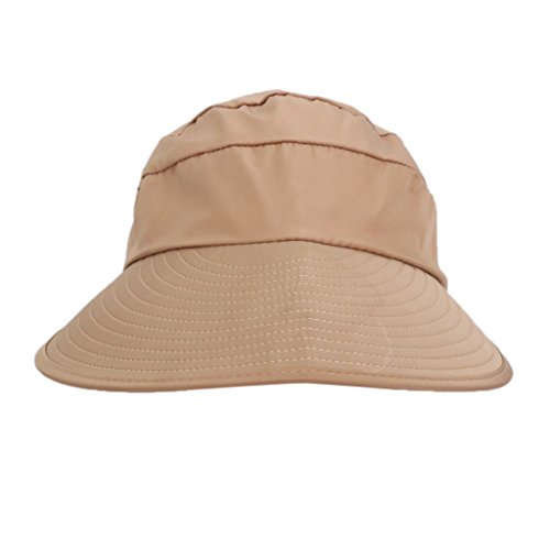 Fityle Wide Brim Women Sun Hat Proteção UV Floppy Outdoor Viseira De Praia Cap - Cáqui
