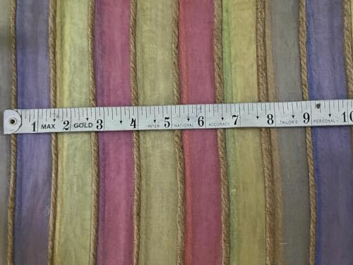Organza Silk Fabric Multi Color Stripe selvidge to selvidge Vertical 44" Wide with Jute Rope [9809]2