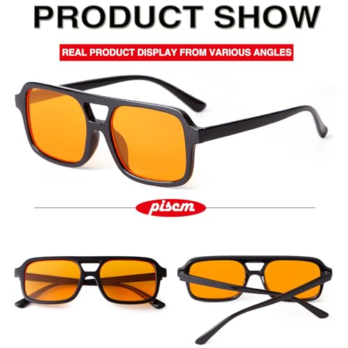 Retro Square Aviator Sunglasses for Women Men 70s Tinted Square Aviator Sun Glasses Trendy Classic Shades4