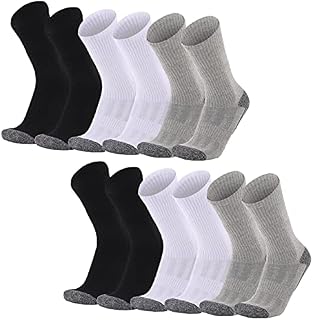 BUDERMMY Men's Socks 3/6 Pairs Wicking Breathable Cushion Comfortable Casual Cotton Crew Socks Outdoor Multipack Performance Trekking Walking Hiking Sport Socks for Men and Women