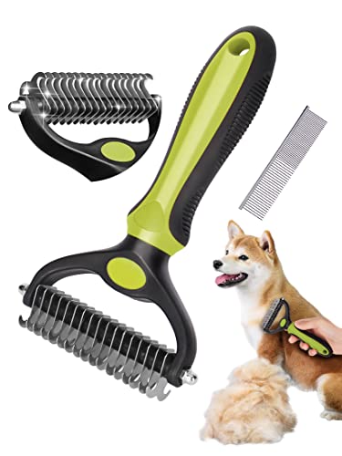 SUNNEKO Brosse Chien Poil Long, 9+17 Brosse Chien Poil Court Brosse Chat, Brosse Pour Chien à Poils Longs, RâTeau De Toilettage Pour Chien, Peigne DéMéLoir Chien Et Brosse Chien Poil Long Cover