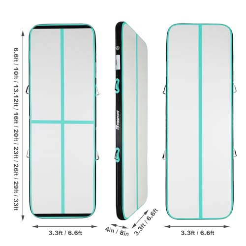 FBSPORT Inflatable Air Gymnastics Mat Training Mats 4/8 inches Thickness Gymnastics Tracks for Home Use/Training/Cheerleading/Yoga/Water with Pump Black Green by FBSPORT - Image 2