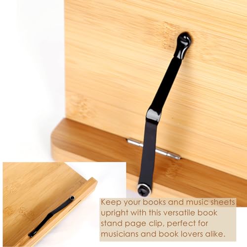 JLEivvi 6 Pack Book Stand Page Clip Book Page Holder Book Holder Press Torsion Spring with Screws Replacement Repair Parts for Reading Bamboo Tray Cookbook Music Book Frame Rest Desktop, Black - Image 4