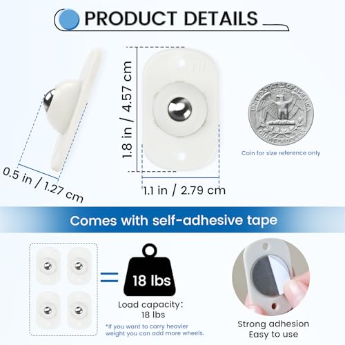 Image of Self Adhesive Caster Wheels, Appliance Rollers Appliance Slider for Kitchen, 360 Swivel Small Casters - Solve Coffee Maker Air Fryer Small Appliances Countertop Sliding (Clear - 24 Pcs)