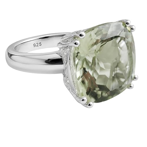 Bague améthyste verte en argent sterling 925, idée cadeau anniversaire femme
