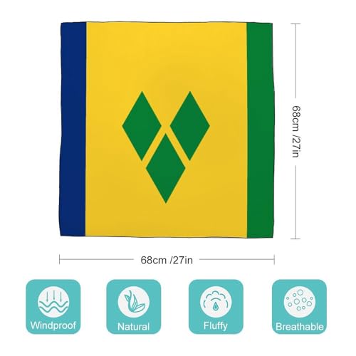 Saint Vincent Grenadines Flag Women Hair Scarf Square Silk Like Head Scarves Handkerchief Satin Neck Scarf2