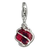 SilberDream Charm Zirkonia Globe ruby red 925 Sterling Silver Charms Pendant with Lobster Clasp for Charms Bracelet, Necklace or Charms Carrier FC200R