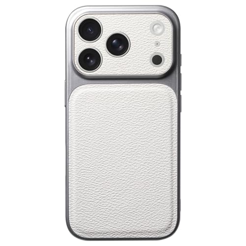 Next Store For iPhone 17 Pro 6.3-Inch Case Premium Woven Leather Slim Back Cover Soft Anti-Fingerprint Texture Full Camera Lens Protection Shockproof Bumper Lightweight Design. (White)