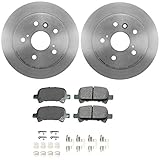 Akebono Rear Brake Kit - ProAct Ceramic Slotted Pad Set with Hardware Grey Cast Iron Coated Solid 5...