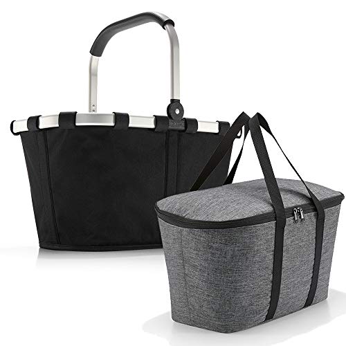 reisenthel carrybag mit coolerbag Einkaufkorb Einkaufstasche Isobag Isotasche Kühltasche Kühlkorb (Black + Twist Silver)